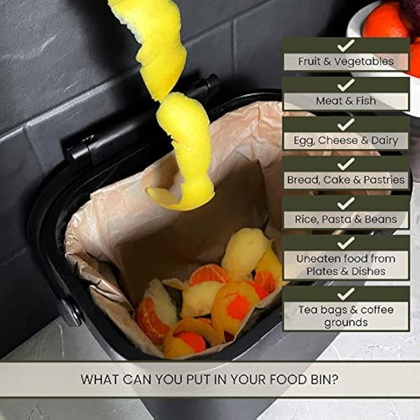 A&M Natural Living 150 x 10 Litre Paper Food Waste Caddy Bin Liners Bags, 100% Compostable And Biodegradable Sustainable Brown Paper Sack Pack, EN13432 Certified (150 Bin Bags)