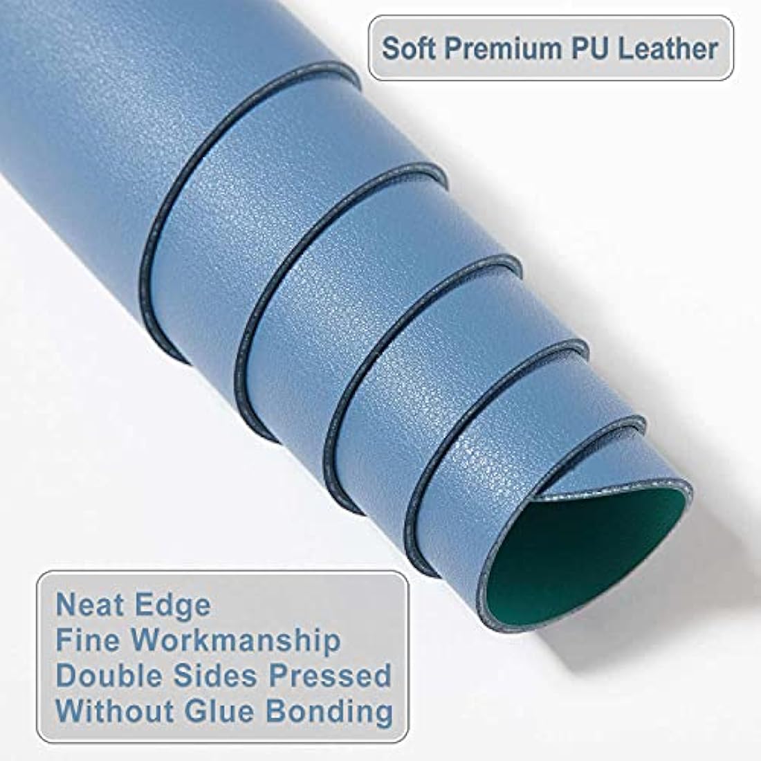 DOBAOJIA Desk Pad XX-Large, Desk Mat, Desk Blotter, Laptop Pad, Extended Mouse Mat, Mouse Pad XXL, Writing Pad for Office/Home, Dual-Side Use PU Leather Waterproof 35.4" X 16.9"(Steel Blue/Green)