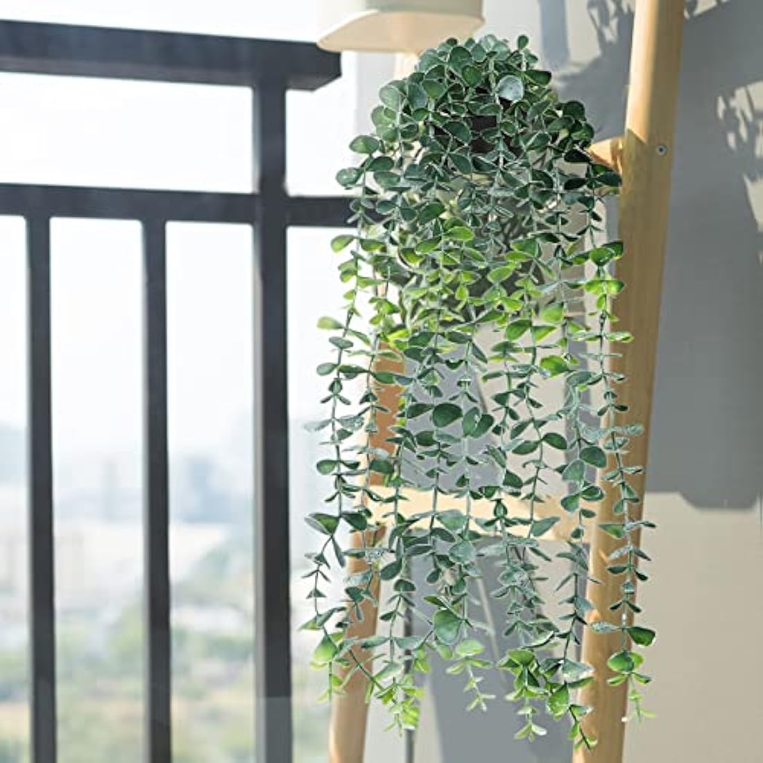 Eirdary Artificial Hanging Plants Fake Potted Plants for Indoor Outdoor Wall Home Room Office Decor(White)