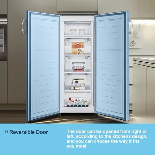 Fridgemaster MTZ55153E Freestanding Upright Freezer, 165 Litres, 143 cm Tall, 4 Star Freezer Rating, 55cm width, E Rated in White