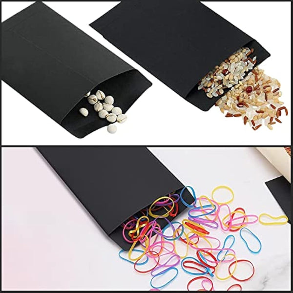 100Pcs Small Black Envelopes - Self-Adhesive Seed Packets, Kraft Paper Coin Envelopes for Wages, Coins, Beads or Stamps (10x6cm/3.9x2.4inch)