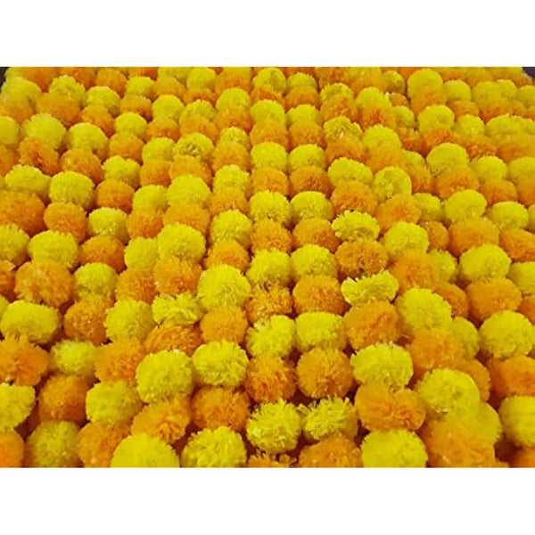 L.Orange & Yellow 5ft Artificial Marigold Flower Garland fr Parties Wedding Diwali Mehndi Pooja Festival & Traditional Indian Theme Decoration Home Decoration Photo Prop Backdrops DIY