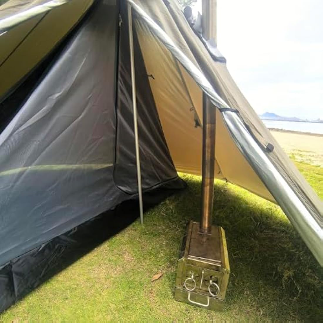 1 Man Tent Lightweight Teepee Hot Tent with Stove Hole Waterproof for Camping Hiking Hunting Fishing Backpacking