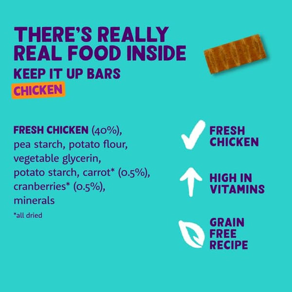 Edgard Cooper Natural Dog Treats - Chicken Keep It Up Bar (24 x 30g bar), Grain Free, High in Protein & fresh meat, full of essential amino acids for healthy insides