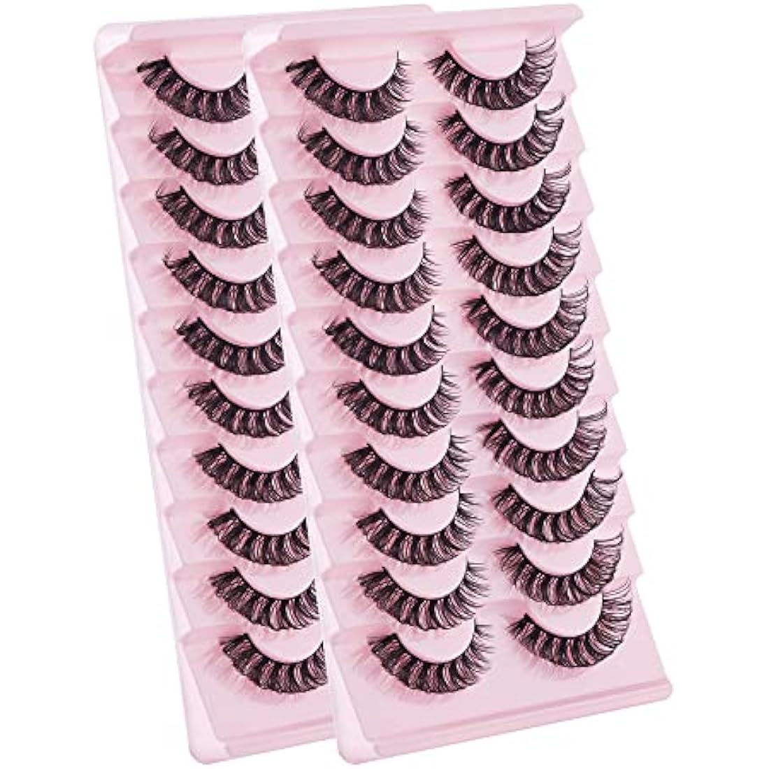 False Eyelashes Russian Strip Lashes Natural Fluffy Wispy D Curly 10 Pairs Reusable Fake Eyelashes Faux Mink Lashes Thick Short Soft Eyes Lash