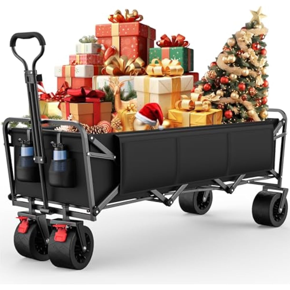 Folding Camping Trolley - Festival Trolley on Wheels Morpilot Portable Foldable Wagon 330lbs Beach Heavy-Duty Cart Picnic Transporter for Outdoor Shopping Sports Fishing Garden