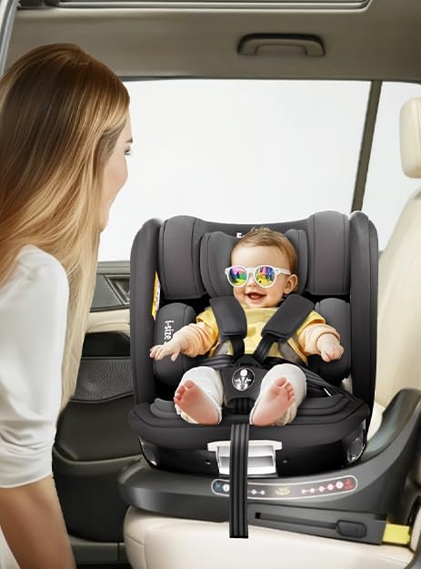 360 Car Seat with ISOFIX - for Newborn to 12 Years Children, i-Size (ECE R129/E4) Rotating Swivel Baby Car Seat,Group 0+1/2/3 (40-150cm),Rear Facing for Longer from Birth to 4 Years.Black.