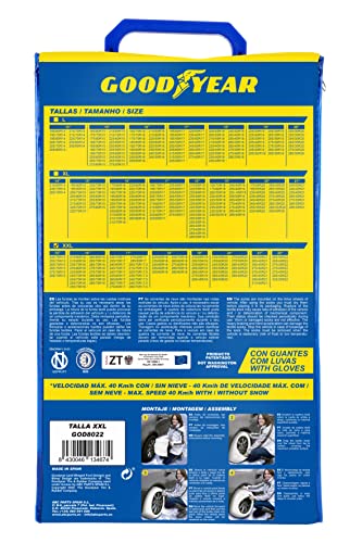 Goodyear Set of 2 x 9 mm Metallic Car Snow Chains Size 110 with Automatic Tensioner