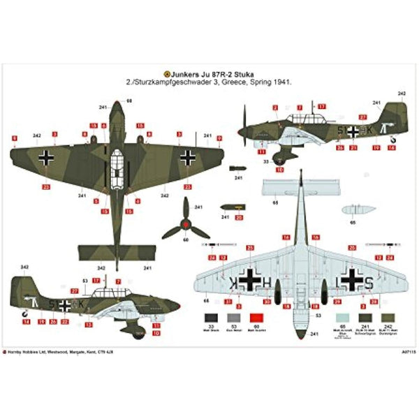 Airfix Model Set - A07115 Junkers JU87B-2/R-2 Model Building Kit - Plastic Model Plane Kits for Adults & Children 8+, Set Includes Sprues & Decals - 1:48 Scale Model