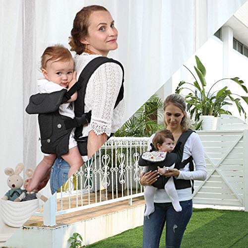 HUIMO Baby Carrier, Ergonomic Design Infant Sling Convertible with Soft Breathable Air Mesh and All Adjustable Buckles for Toddler or Newborn Babies (Grey)