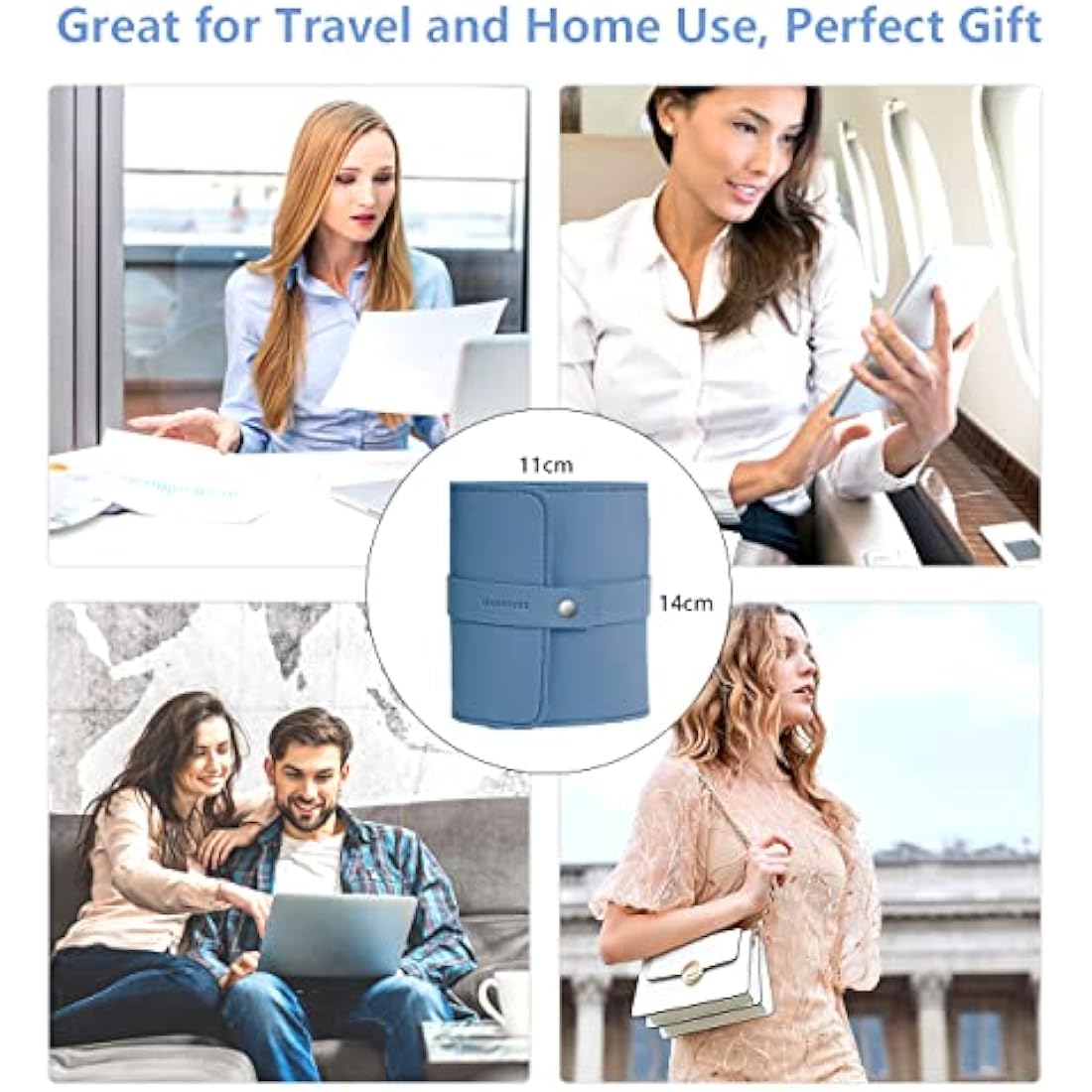 Manicure Set Professional Nail Clippers Pedicure Kit, 16 pcs Stainless Steel Nail Care Tools Grooming Kit with Luxurious Travel Leather Case for Thick Nails Men Women Gift (Blue)