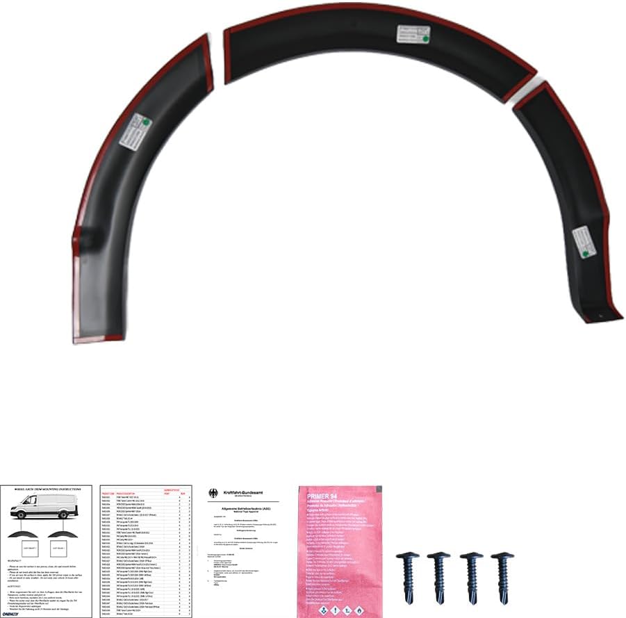 Oneway Set Wheel Arch Trims compatible with Volkswagen Transporter T6 2015-2019 (Short wheel base) - Matt black