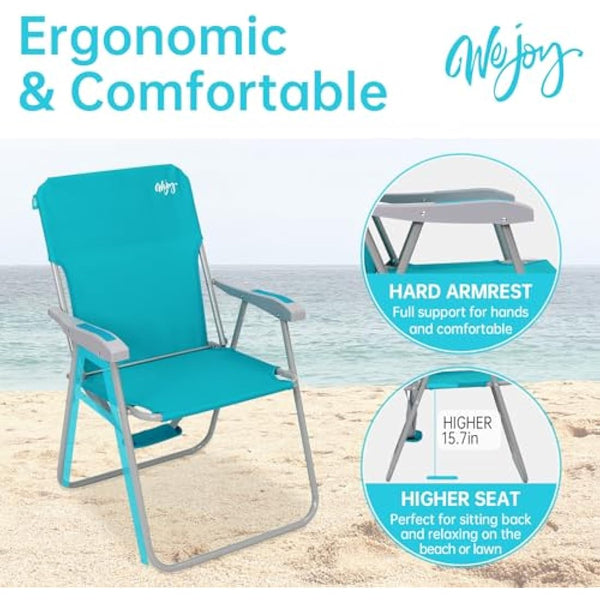 #WEJOY Folding Beach Chairs Lightweight Portable Garden Chair with Armrest Sturdy High Back Camping Chair for Outdoor Fishing Festival