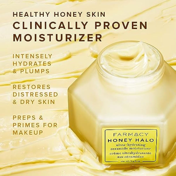 Farmacy Honey Halo Ceramide Face Moisturizer Cream - Hydrating Facial Lotion for Dry Skin (50ml)