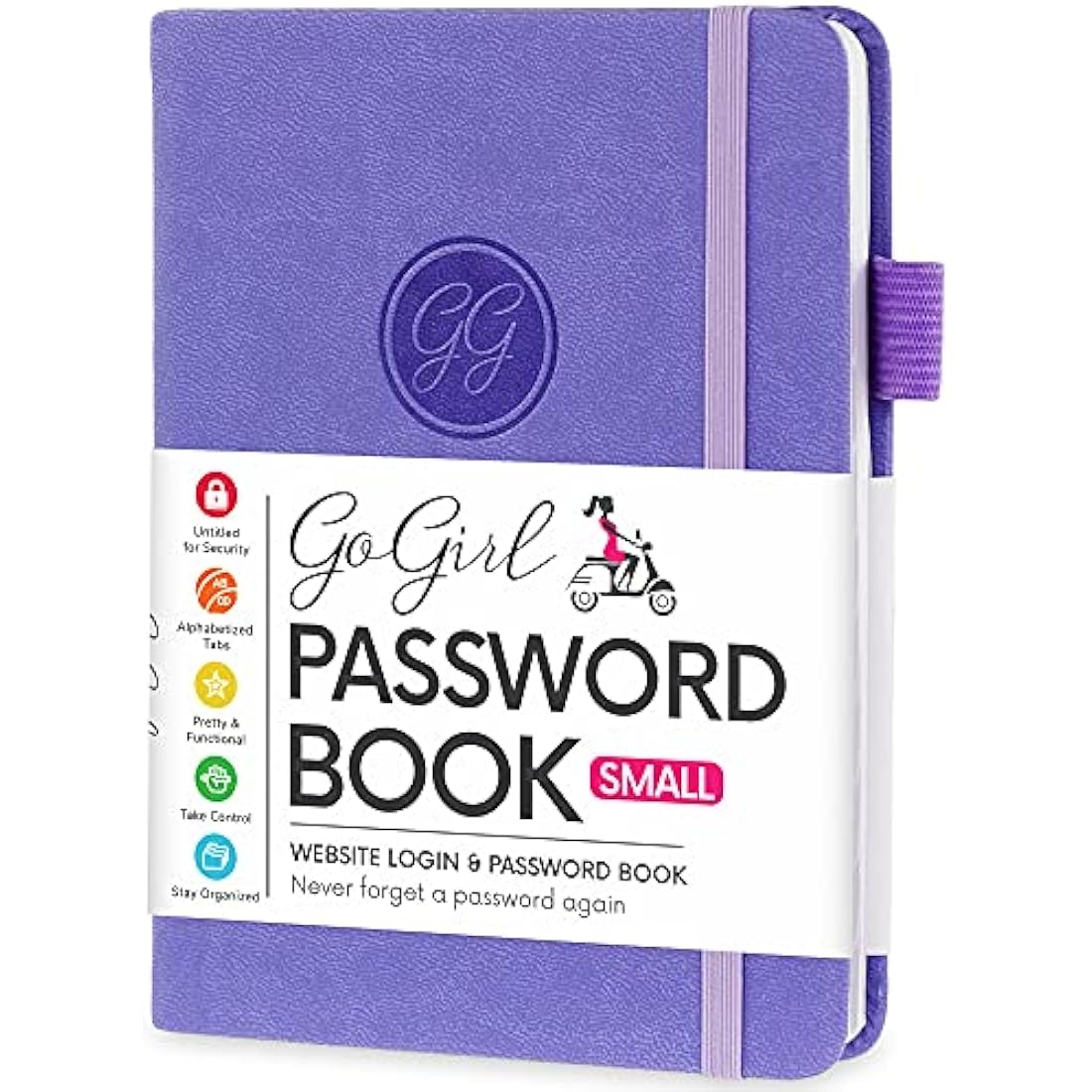 GoGirl Password Book with Alphabetical tabs – Internet Address & Password Keeper Logbook for Password Organization, Journal Notebook for Saving Website Logins. Small Size 11 x 14.5cm - Lavender