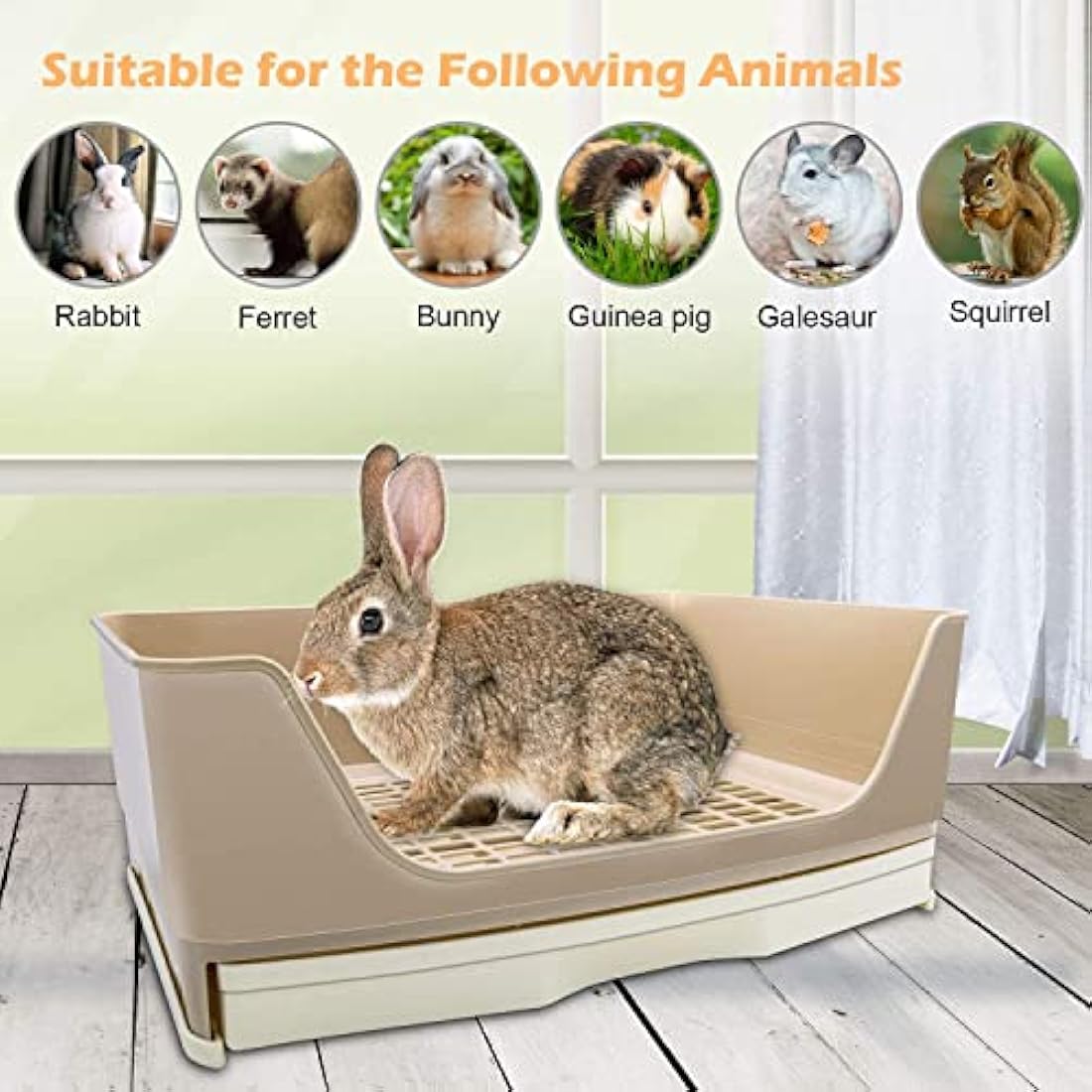 HYLYUN Large Rabbit Litter Tray Box Toilet,Potty Trainer Corner Litter Bedding Box with Drawer Larger Pet Pan for Adult Guinea Pigs, Rabbits, Hamster, Chinchilla, Ferret, Galesaur, Small Animals