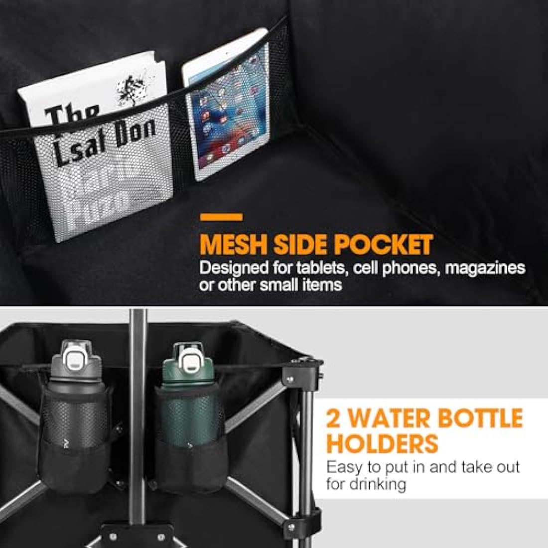 GXCROR Folding Trolley Cart 200L Collapsible Wagon 330 lbs Capacity Heavy Duty Outdoor Beach Wagon with Big Wheels for Camping Beach Garden