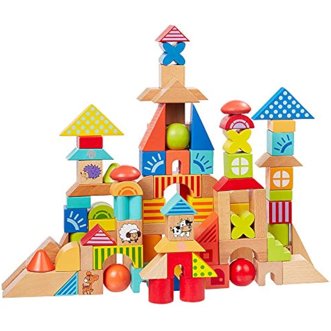 howa 6005 Wooden Building Blocks Made of Beech 100 Pieces