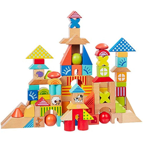 howa 6005 Wooden Building Blocks Made of Beech 100 Pieces