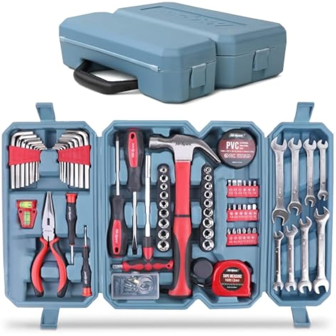 Hi-Spec 73pc Complete Household Tool Box – Essential Kit with Hand Tools for Mechanics, Home, Office Repairs, General Maintenance & DIY Projects