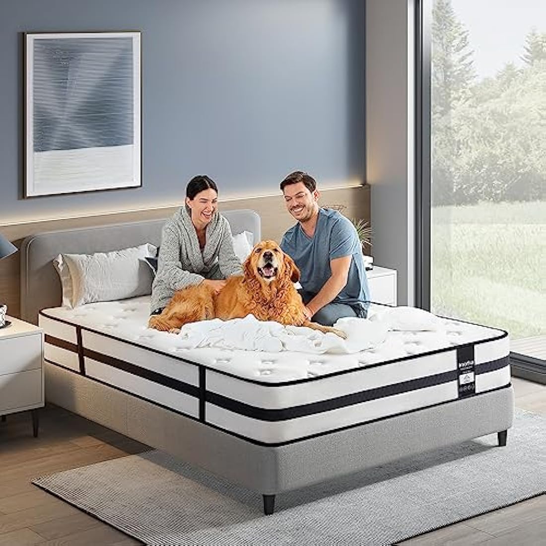 Inofia Single Mattresses Memory Foam Sprung 3FT, 10.3 Inch Hybrid Mattress with Zone Support Memory Foam & Cooler Knitted Fabric, Medium Firm Original Collection, 100 Night Home Trial