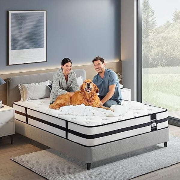 Inofia Single Mattresses Memory Foam Sprung 3FT, 10.3 Inch Hybrid Mattress with Zone Support Memory Foam & Cooler Knitted Fabric, Medium Firm Original Collection, 100 Night Home Trial