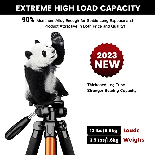 Victiv 72-inch Camera Tripod Aluminum Monopod T72 Max. Height 182cm- Lightweight and Compact for Travel with 3-way Swivel Head and 2 Quick Release Plates for DSLR Video Shooting - Black