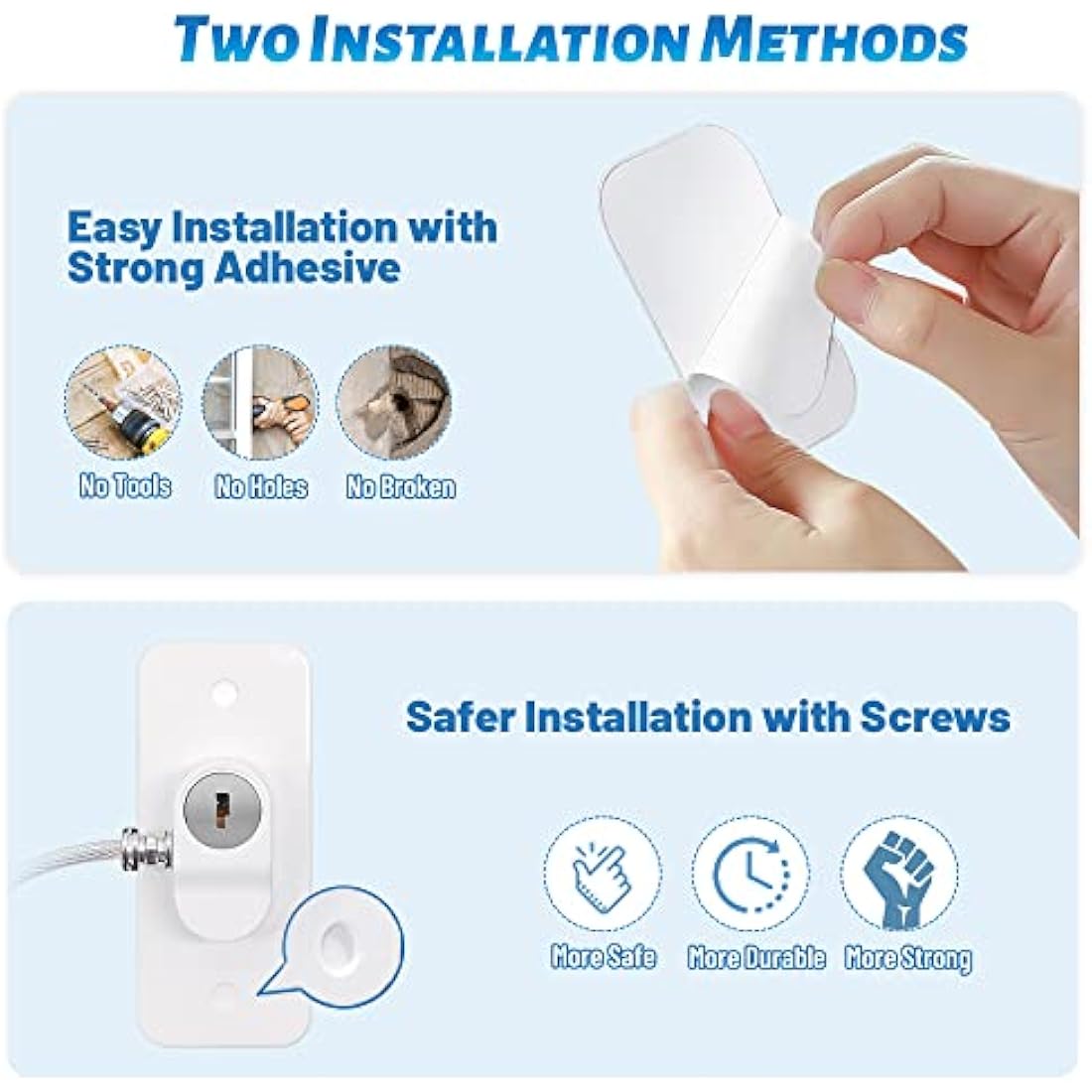 4 Pack Window Restrictors for UPVC Windows, Safety Locks with Key Cable Lock Door Fridge Cupboard for Children,Drillable/Self-Adhesive