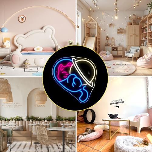 Horseneon Astronomical Planet Cat Neon Sign Animal Neon Light for Bedroom USB Dimmer Neon Sign for Wall Cat Lovers Kid's Room Living Room Bar