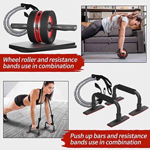 EnterSports Ab Rollers, Ab Trainer for Home with Two Knee Mats, Ab Wheel for Abdominal Muscle Training, Ab Exercise Wheels, Suitable for Beginners, Advanced and Professionals