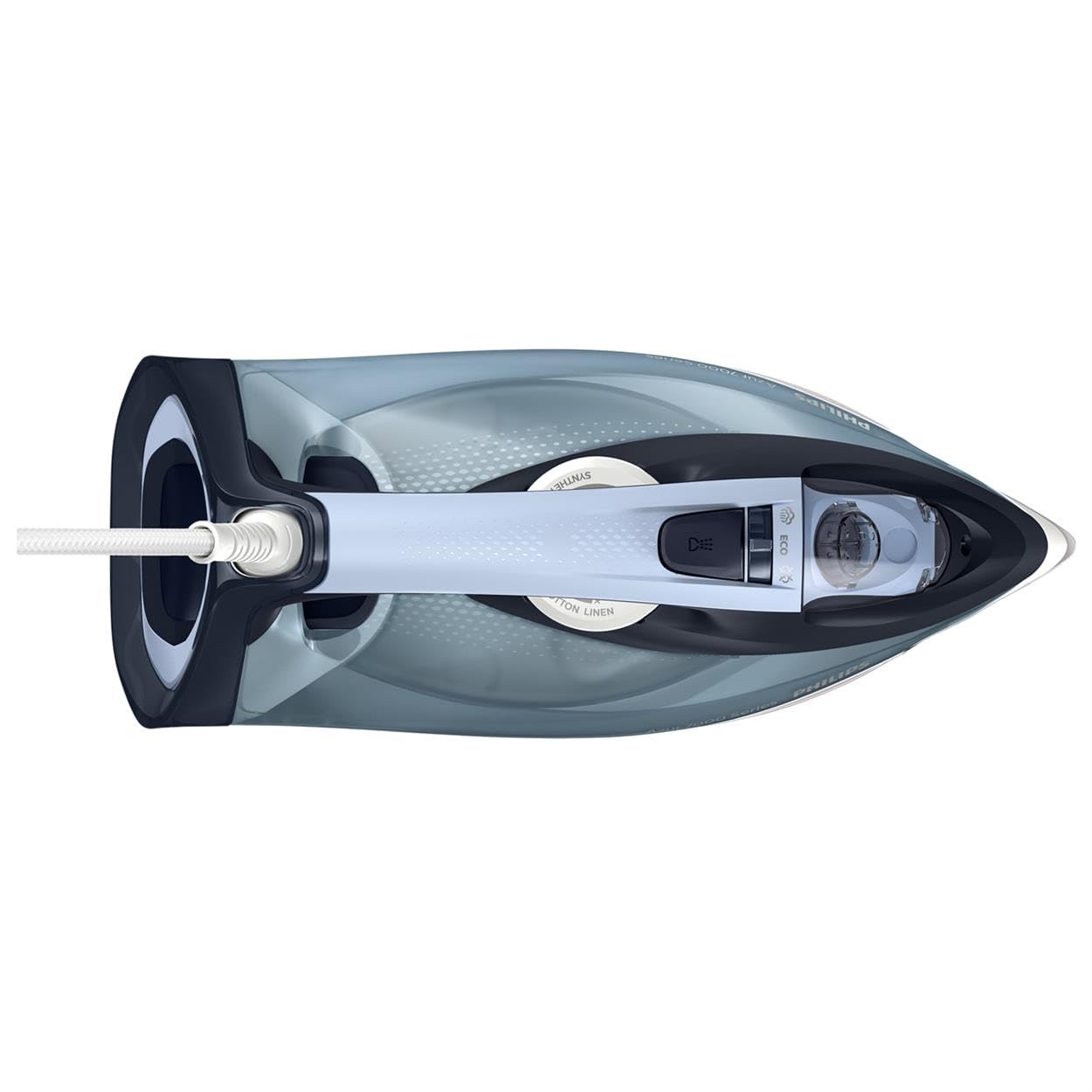 Philips 7000 Series Steam Iron - 2800W, 50g/min Steam, 250g Steam Boost, Vertical Steam, SteamGlide Plus Soleplate, Louros/Cotton Blue (DST7020/20)