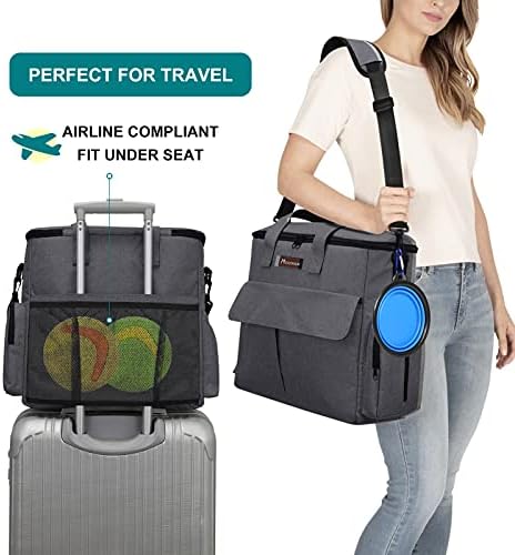 Airline Approved Pet Travel Bag, Weekend Travel Set for Dog and Cat, Tote Organizer with Multi-Function Pockets