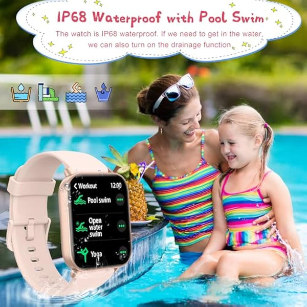 KALINCO Kids Smart Watch for Boys Girls Teens, IP68 Waterproof Swimming Smartwatch, 1.8'' Fitness Activity Tracker Watch with 100 Sports Modes, Make Call/Answer, Connected GPS