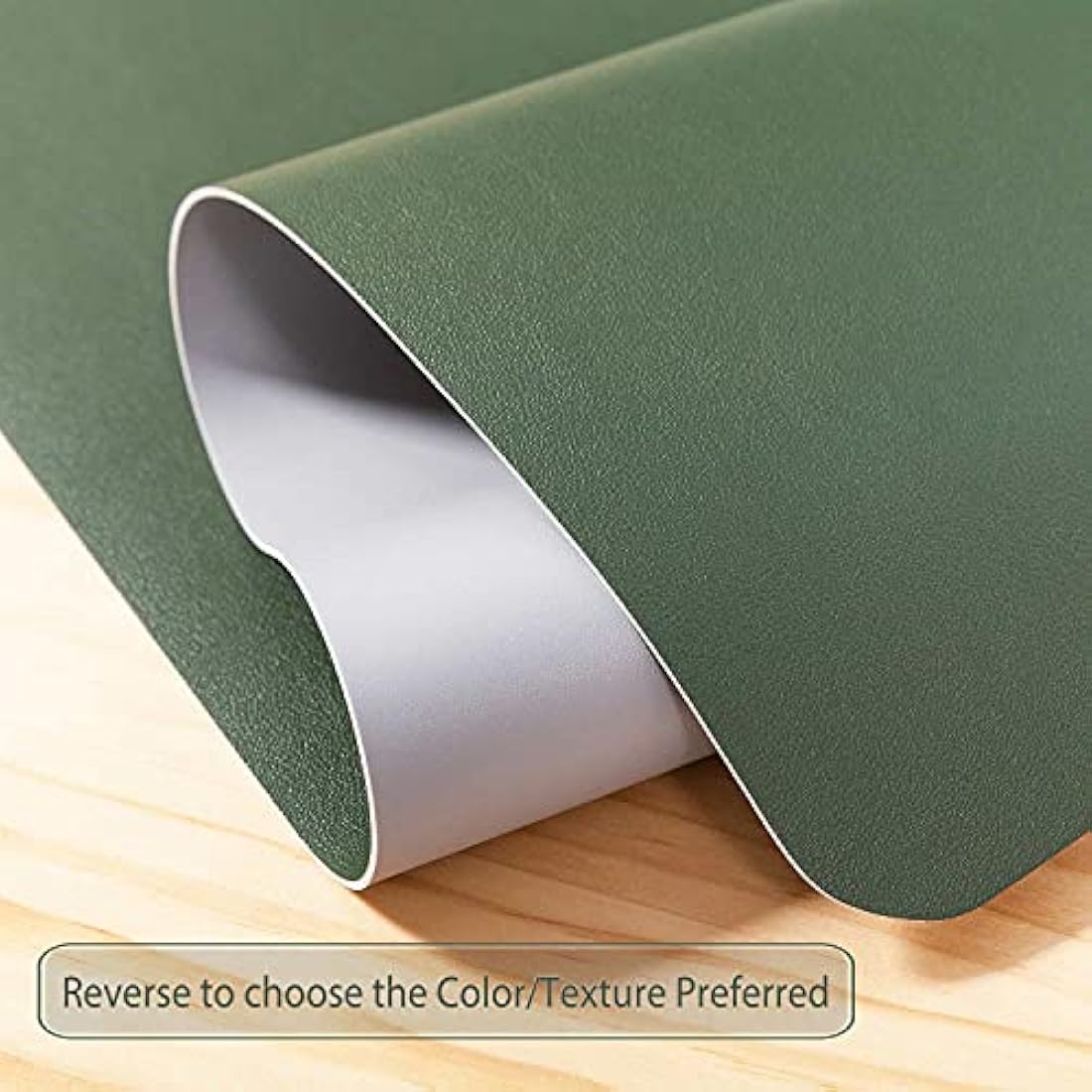 Desk Pad Large, Desk Mat, Extended Mouse Mat, Mouse Pad XXL, Desk Blotter, DOBAOJIA Laptop Pad Writing Pad for Office/Home, Dual-Side Use PU Leather Waterproof 35.4" X 16.9" (Dark Green/Gray)
