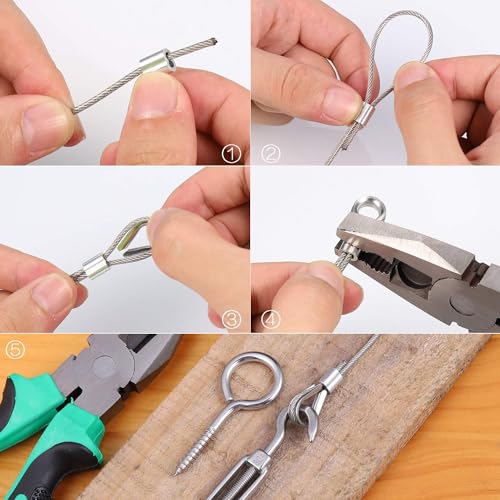 JIZZU 37PCS Garden Wire for Climbing Plants, 30M 304 Stainless Steel Wires with Vine Eyes, 2mm Garden Wire Heavy Duty with Turnbuckle Wires Tensioner, Wire Rope Kit for Outdoor Hanging, Fence