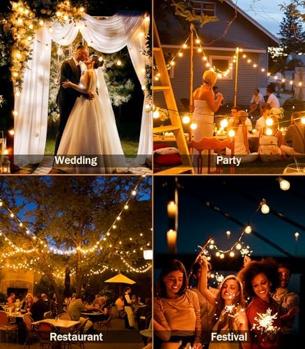 JEYMORKEY Festoon String Outdoor Garden Lights: 30M 100ft G40 Outside Electric Light Mains Powered Shatterproof LED Bulb Waterproof Lighting for Outside Patio Pergola Gazebo