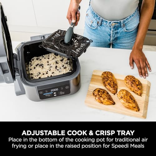 Ninja Speedi 10-in-1 Rapid Cooker, Air Fryer and Multi Cooker, 5.7L, Meals for 4 in 15 Minutes, Air Fry, Steam, Grill, Bake, Roast, Sear, Slow Cook & More, Cooks 4 Portions, Sea Salt Grey, ON400UK