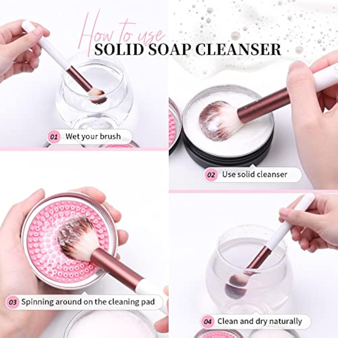 DUcare Makeup Brush Cleaner 2Pcs Brush Cleaner Solid Soap Cleanser & Color Removal Sponge - Easy to Clean Brushes Removes Shadow Color