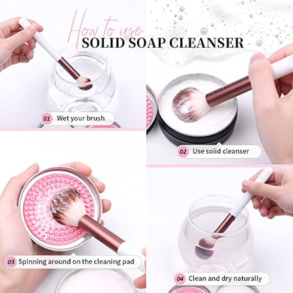 DUcare Makeup Brush Cleaner 2Pcs Brush Cleaner Solid Soap Cleanser & Color Removal Sponge - Easy to Clean Brushes Removes Shadow Color