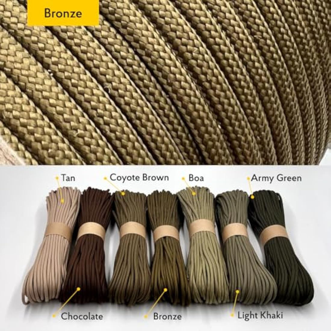 EdcX Paracord 4mm, 35+ Solid Colors (10m, 15m, 30m, 50m, 100m, 300m) | Ideal for Crafting, DIY, Camping, Survival, Outdoor | 100% Nylon Rope 4mm | Tactical Cord 550 Type III