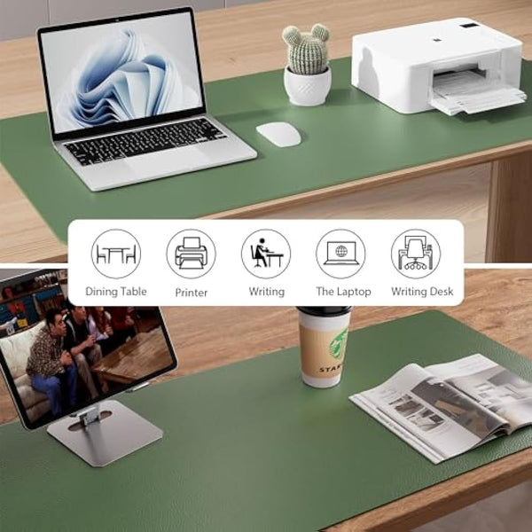 Aothia Desk Mat, Mouse Pad, Absorbent PU Leather Desk Pad Non-Slip Laptop Desk Protector for Home and Office(80cmx40cm,Olive Green)