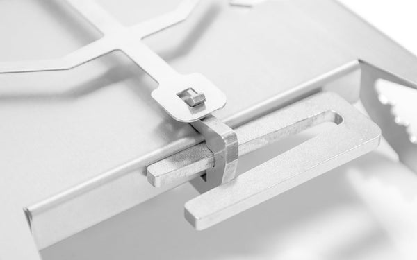 FENNEK Shorty Small Stainless Steel Flame Salmon Holder for Fire Bowls & Grills with Special Clamping Mechanism - No Screws Required | Rotates 180? |