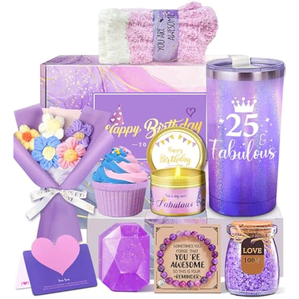 25th Birthday Gifts for Her, Happy 25th Birthday Gifts for Women Daughter, Gift Ideas 25 Year Old Hamper for Female Sister Best Friends, Personalised 25 Year Old Gifts
