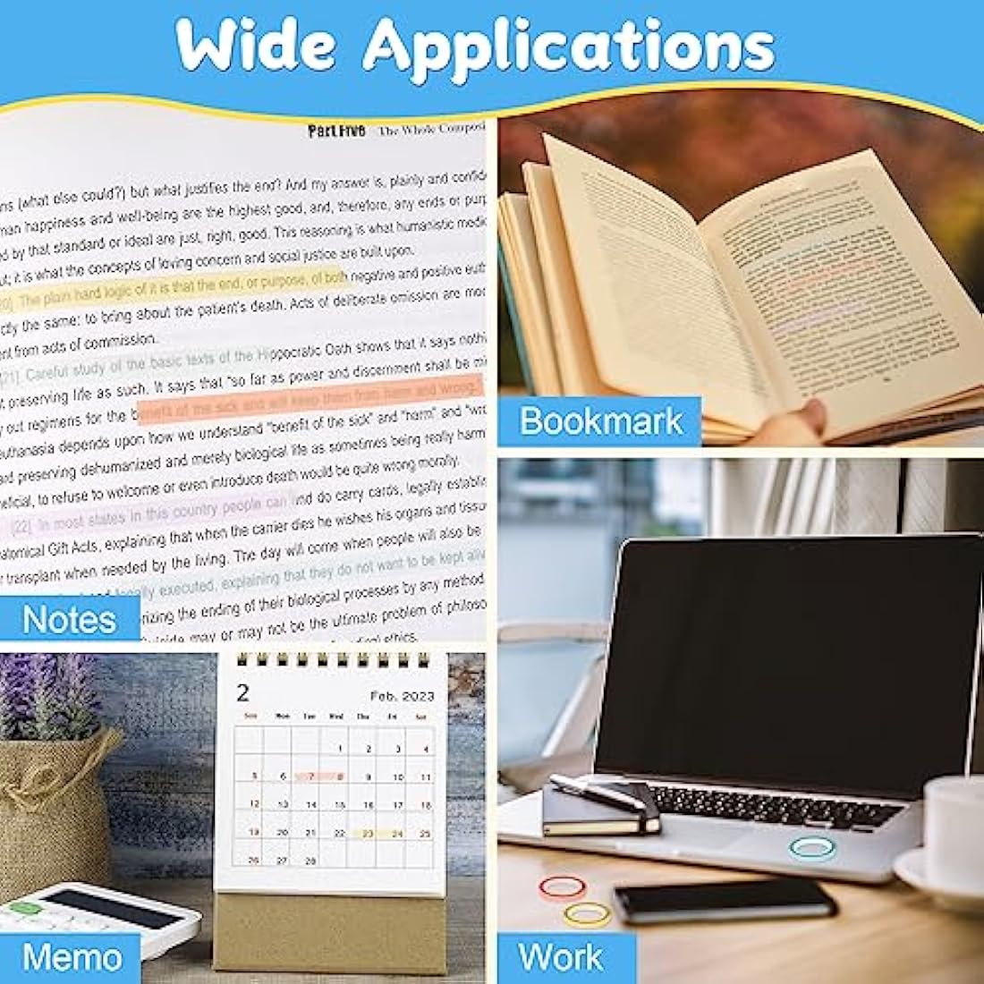 Hoiny Highlighter Tape, 10 Rolls Transparent Highlighter Strips, Removable Transparent Sticky Notes, Colorful Index Tabs, Book Annotation Kit for Revision Supplies Study Essentials