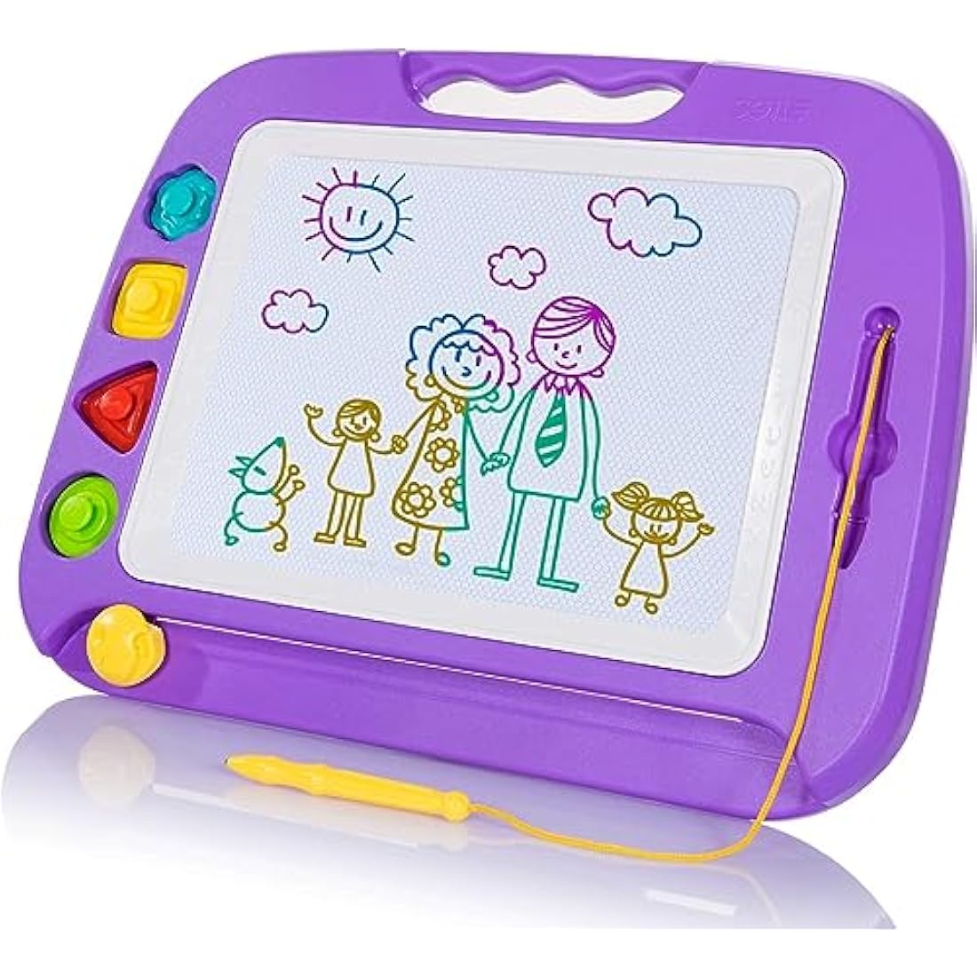 SGILE Large Magnetic Drawing Board - 4 Colors 42×33cm Doodle Pad with 4 Stamps for Toddlers, Learning Toy Gift Magnet Doodle Board Etch Sketch Toys for 36+ Month Kids Girls Boys, Purple
