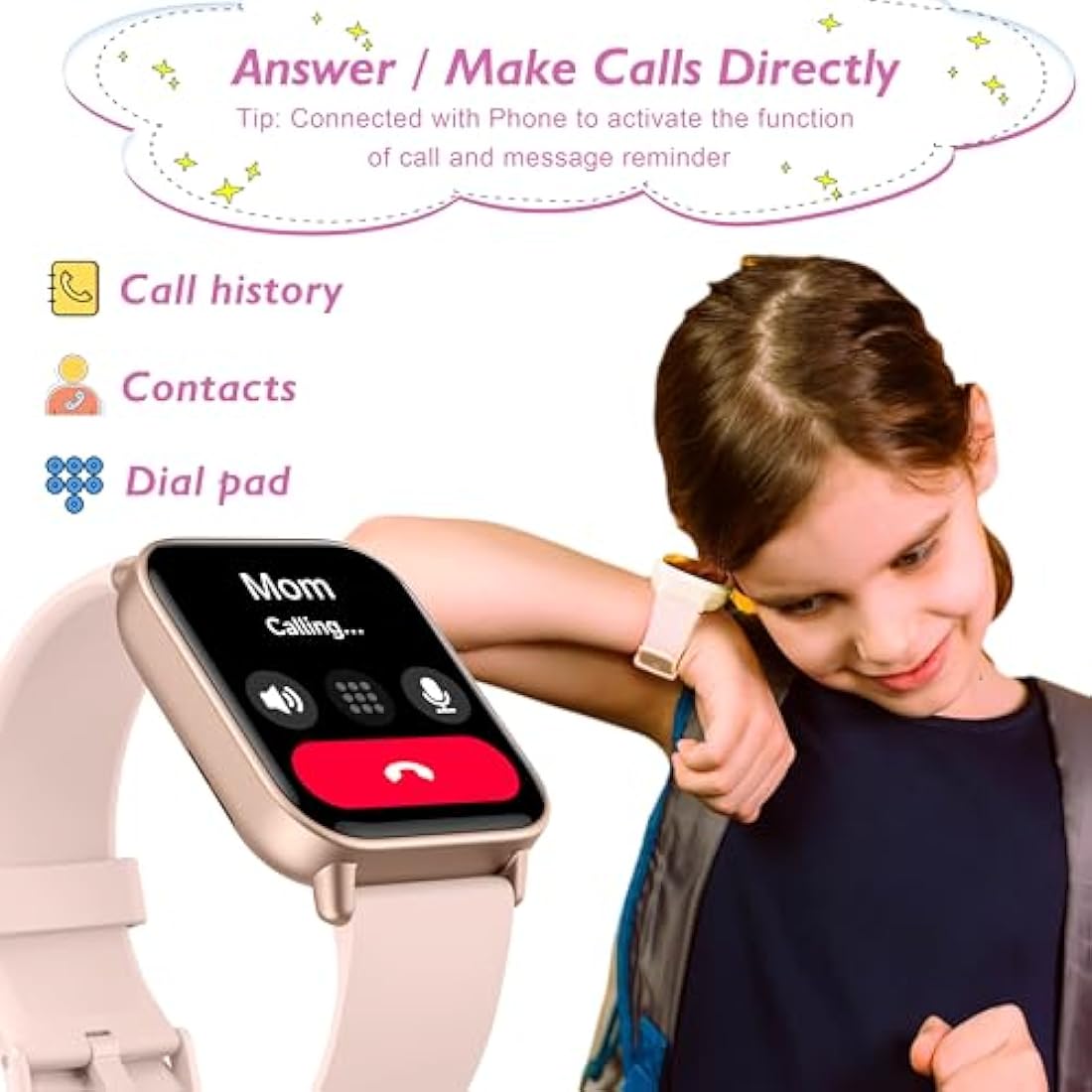 KALINCO Kids Smart Watch for Boys Girls Teens, IP68 Waterproof Swimming Smartwatch, 1.8'' Fitness Activity Tracker Watch with 100 Sports Modes, Make Call/Answer, Connected GPS