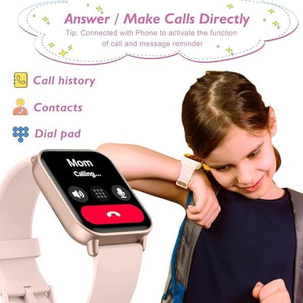 KALINCO Kids Smart Watch for Boys Girls Teens, IP68 Waterproof Swimming Smartwatch, 1.8'' Fitness Activity Tracker Watch with 100 Sports Modes, Make Call/Answer, Connected GPS