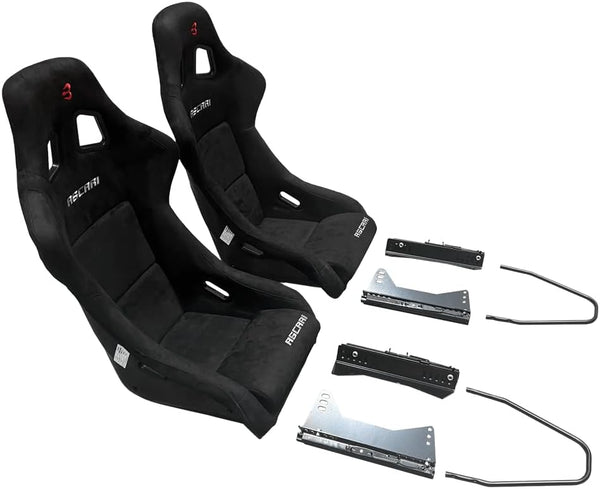 Set of Barbarian Fixed Bucket ASCARI Racing Seats for 3-Series E36 (all models) BMW, Black Suede, Track, Race, Drift