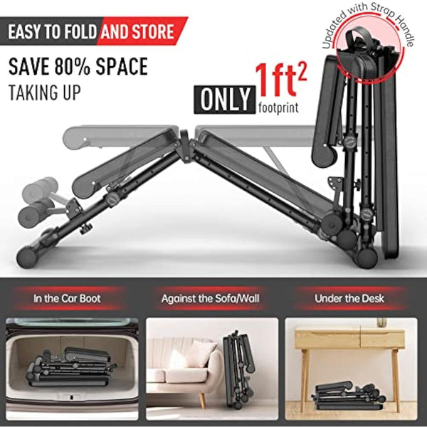 JOROTO MD35 Adjustable Weight Bench - Foldable 700 Pounds Load Strength Training Benches for Full Body Workout Bench Press (With Fast Auto-lock Adjustments)