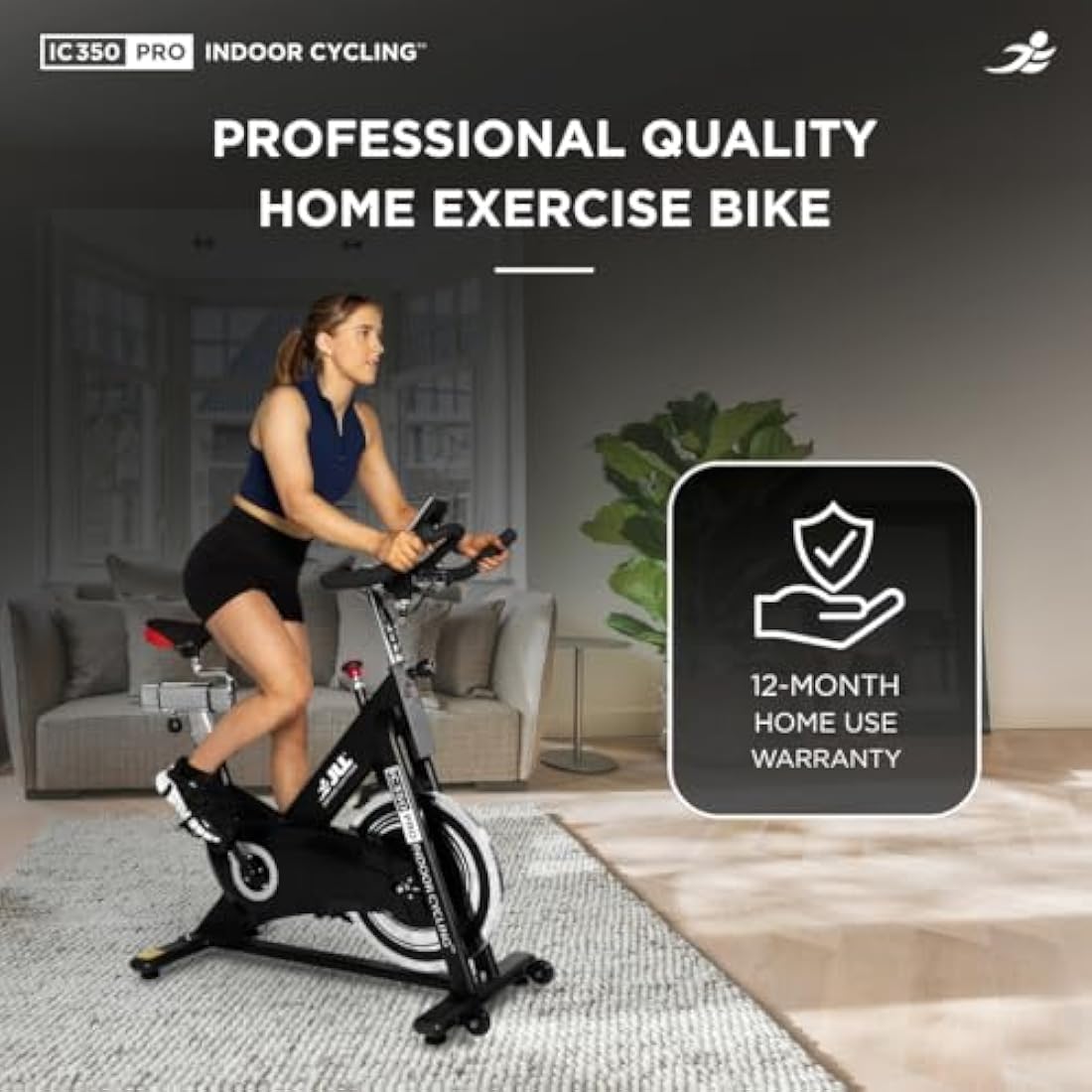 JLL IC350 PRO Indoor Bike, Direct Belt Driven Exercise Bike For Home, Cycling Machine With Advanced Flywheel, 12 Months Domestic Warranty